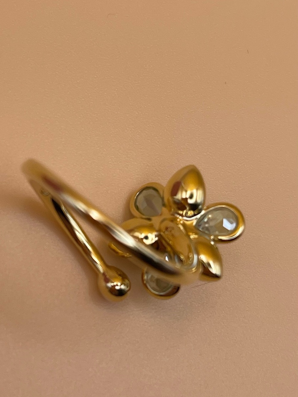 Swarovski Gold Tone Crystal Flower Wrap Ring Pink Green w/ Original Box - Picture 9 of 11
